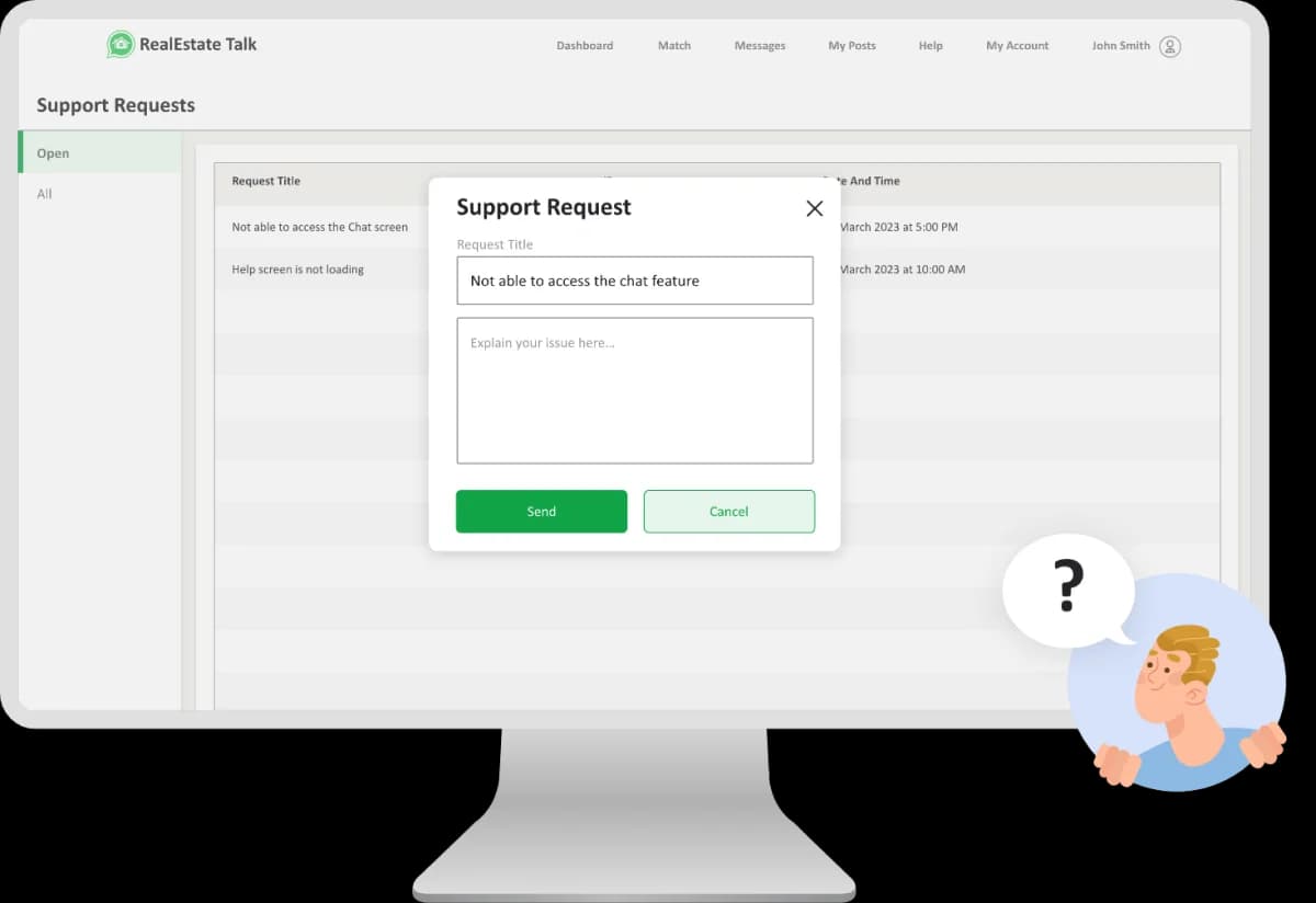 In-app agent support and ticketing system