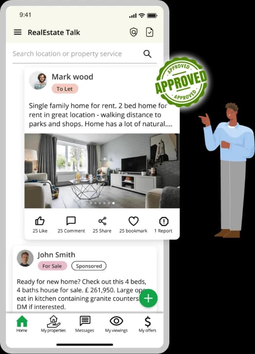 Property feed showing real-time engagement