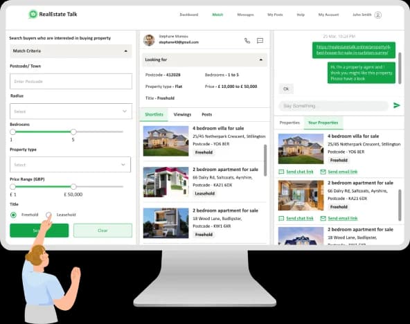 Smart lead matching and in-app messaging tool