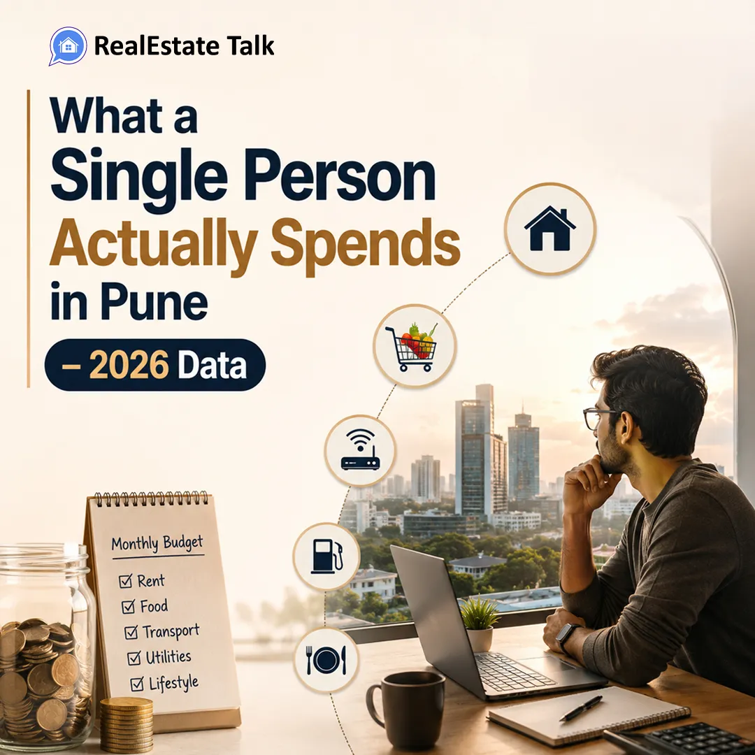 Single person calculating monthly cost of living in Pune including rent, food, transport and utilities in 2026