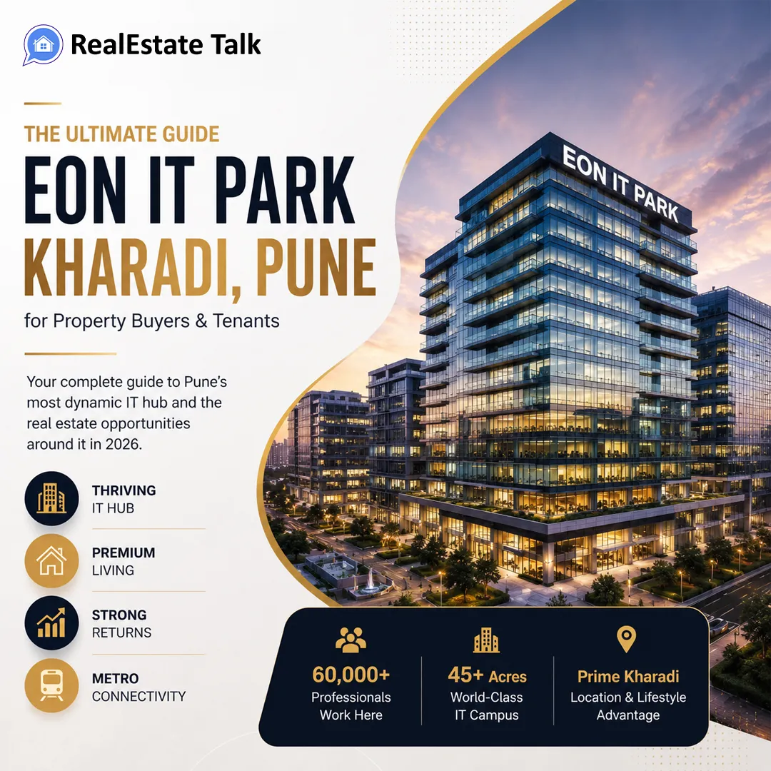 EON IT Park Kharadi Pune with nearby residential apartments and commercial buildings