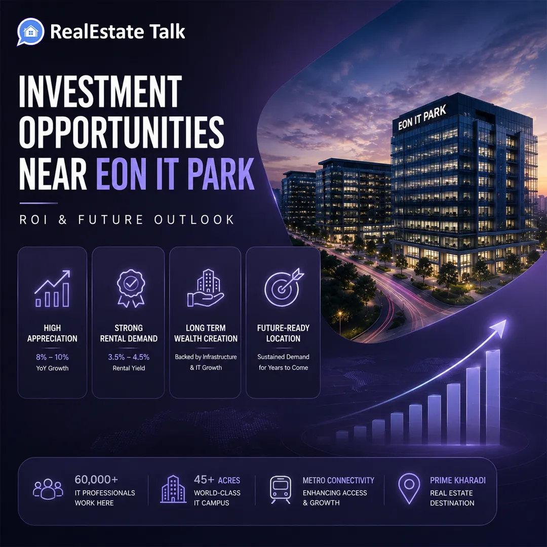 EON IT Park Kharadi Pune with nearby residential apartments and commercial buildings