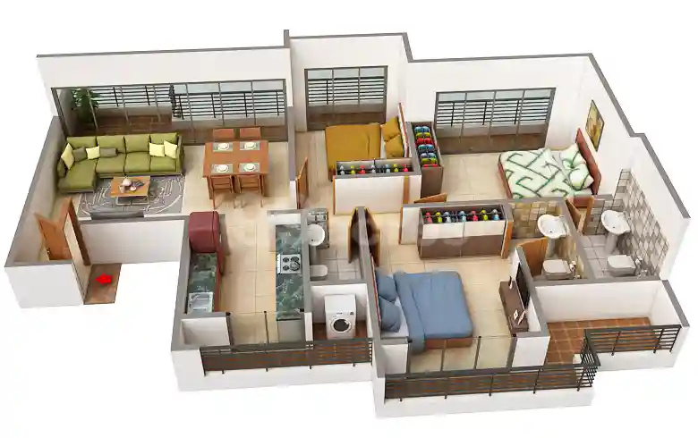 2 BHK Floor Plan