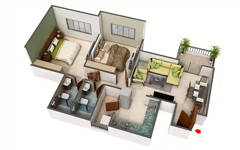 1 BHK Floor Plan