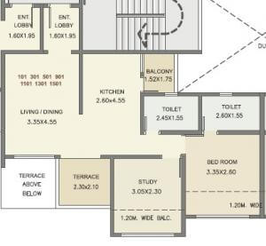 1 BHK Floor Plan