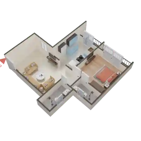 1 BHK Floor Plan