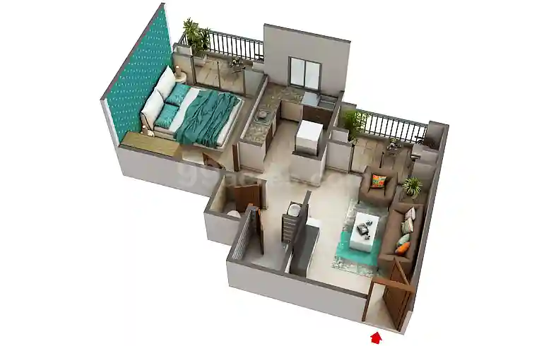 1 BHK Floor Plan