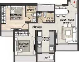 1 BHK Floor Plan
