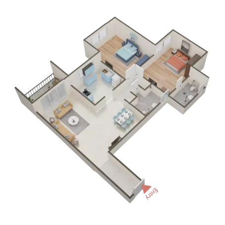 2 BHK Floor Plan